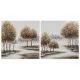 Painting Home ESPRIT Trees Cottage 80 x 3 x 80 cm (2 Units)