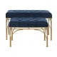 Bench DKD Home Decor Blue Golden Metal 80 x 40 x 48 cm (2 Units)