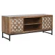 Mueble de TV Home ESPRIT Marrón Negro Plateado Madera de mango Espejo 130 x 40 x 55,5 cm