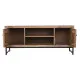 Mueble de TV Home ESPRIT Marrón Negro Plateado Madera de mango Espejo 130 x 40 x 55,5 cm