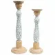 Portavelas DKD Home Decor Metal Madera de mango (17 x 17 x 52,5 cm) (2 Piezas)