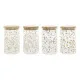 Bote DKD Home Decor Bambú Vidrio de Borosilicato Shabby Chic 1 L 10 x 10 x 17 cm (4 Unidades)