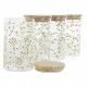 Bote DKD Home Decor Bambú Vidrio de Borosilicato Shabby Chic 1 L 10 x 10 x 17 cm (4 Unidades)