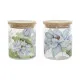 Bote DKD Home Decor Azul Blanco Verde Natural Silicona Bambú Vidrio de Borosilicato 700 ml 10 x 10 x 13 cm (2 Unidades)