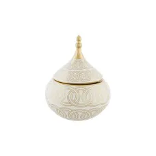 Tibor DKD Home Decor Blanco Dorado Porcelana Oriental Cromado 18 x 18 x 22 cm