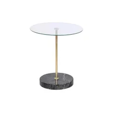 Side table DKD Home Decor Black Transparent Golden Crystal Steel 45 x 45 x 50 cm