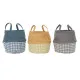 Laundry basket DKD Home Decor Houndstooth Yellow Grey Dark grey 28 x 28 x 28 cm (3 Units)