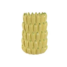 Vase Home ESPRIT Yellow Ceramic Stoneware Tropical 25 x 25 x 38 cm