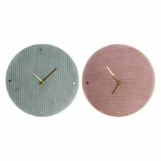 Wall Clock DKD Home Decor Green Pink 40,5 x 5,5 x 40,5 cm (2 Units)