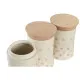 Bote DKD Home Decor Beige Bambú Gres A topos 10 x 10 x 16 cm (3 Unidades)