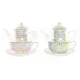 Tetera DKD Home Decor Cristal Porcelana Rosa Transparente Blanco Verde (2 Unidades)