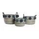 Basket set DKD Home Decor 46 x 44 x 34 cm Pompoms polypropylene Seagrass