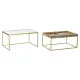Juego de 2 mesas DKD Home Decor Dorado Natural Madera Metal Cristal 90 x 60 x 45 cm