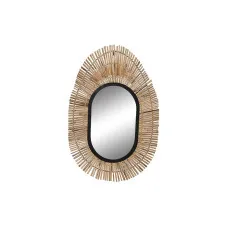 Wall mirror DKD Home Decor Black Natural Bali 63 x 1,5 x 92 cm