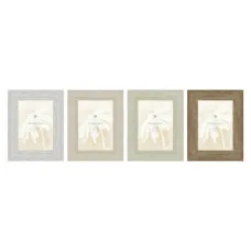 Photo frame Home ESPRIT White Beige Crystal polystyrene Scandi 19 x 2 x 24 cm (4 Units)