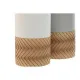 Vaso Home ESPRIT Blanco Gris Natural Resina 7 x 7 x 10,5 cm (2 Unidades)