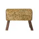 Reposapiés DKD Home Decor Negro Madera Marrón Piel Leopardo (67 x 30 x 51 cm)