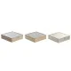 Caja para Infusiones DKD Home Decor 24 x 24 x 6,5 cm Cristal Natural Azul Rosa Metal Blanco 3 Piezas Madera MDF