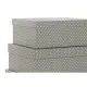 Set de Cajas Organizadoras Apilables DKD Home Decor Topos Gris Blanco Cartón (43,5 x 33,5 x 15,5 cm)