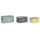 Set of Chests Home ESPRIT Yellow Green Grey Dark brown Metal Vintage 60 x 38 x 32,5 cm