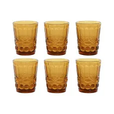 Set de Vasos Home ESPRIT Ambar Cristal Con relieve 240 ml (6 Unidades)