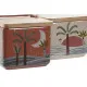 Salero con Tapa Home ESPRIT Beige Rosa Terracota Lila Bambú 750 ml 14 x 12,5 x 12 cm (2 Unidades)