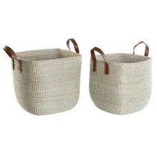 Basket set DKD Home Decor Natural Light brown Polyurethane Seagrass 38 x 38 x 35 cm