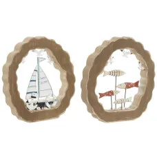 Figura Decorativa Home ESPRIT Azul Blanco Rojo Natural 20 x 2,5 x 20 cm (2 Unidades)