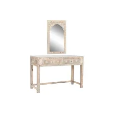 Consola DKD Home Decor Natural Madera de mango Espejo 117 x 40 x 76 cm