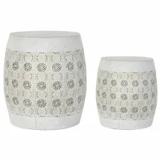 Side table DKD Home Decor White Multicolour Golden Metal 40 x 40 x 42 cm