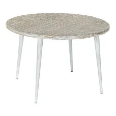Side table DKD Home Decor 8424001820115 75 x 75 x 50 cm Golden Metal White Mango wood (75 x 75 x 50 cm)