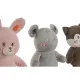 Peluche Home ESPRIT Marrón Gris Rosa Poliéster Animal 28 x 22 x 32 cm (4 Unidades)