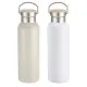 Botella de Agua Home ESPRIT Blanco Beige Natural Bambú Acero Inoxidable 500 ml (2 Unidades)