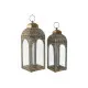 Farol Home ESPRIT Dorado Metal Cristal Árabe Decapé 20 X 20 X 56 cm (2 Piezas)