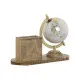 Globo Terraqueo Home ESPRIT Blanco Marrón PVC Madera de mango 24 x 8 x 19 cm