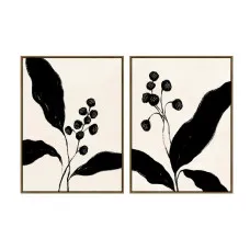 Cuadro Home ESPRIT Negro Beige Flor Urbano 75 x 4 x 100 cm (2 Unidades)