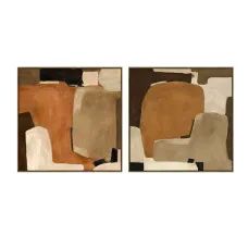 Painting Home ESPRIT Brown Beige Abstract Urban 100 x 4 x 100 cm (2 Units)