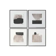 Painting Home ESPRIT White Brown Black Abstract Urban 60 x 4 x 60 cm (4 Units)