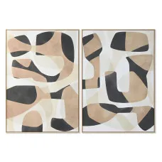 Painting Home ESPRIT Brown Black Abstract Urban 100 x 4 x 140 cm (2 Units)
