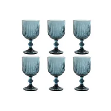 Set de Copas Home ESPRIT Azul Cristal 8,8 x 8,8 x 16,3 cm (6 Unidades)