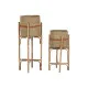 Set de Maceteros Home ESPRIT Natural Yute Madera de mango 26 X 26 X 67 cm (2 Piezas)