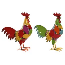 Figura Decorativa Home ESPRIT Multicolor Gallo 37 X 15,5 X 44,5 cm (2 Unidades)