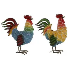 Figura Decorativa Home ESPRIT Multicolor Gallo 39,5 X 15 X 42 cm (2 Unidades)