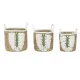 Basket set Home ESPRIT White Green Natural Natural Fibre Tropical 39 x 39 x 47 cm (3 Pieces)