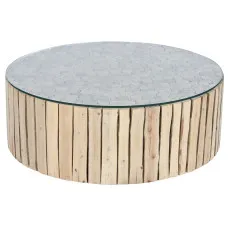 Centre Table Home ESPRIT Natural Crystal Eucalyptus wood 90 x 90 x 30 cm