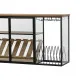 Botellero Home ESPRIT Negro Natural Madera Metal Cristal 102 x 32 x 60 cm