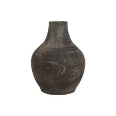 Vase Home ESPRIT Dark grey Paolownia wood Colonial Aged finish 16 x 16 x 24 cm