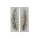 Cuadro Home ESPRIT Azul Dorado Lienzo Madera MDF Plumas Tradicional 30 x 3 x 90 cm (2 Unidades)