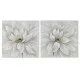 Cuadro Home ESPRIT Blanco Lienzo Madera MDF Flor Romántico 80 x 3 x 80 cm (2 Unidades)
