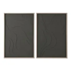 Painting Home ESPRIT Green Beige Dark grey polystyrene MDF Wood Abstract Scandinavian (2 Units)
